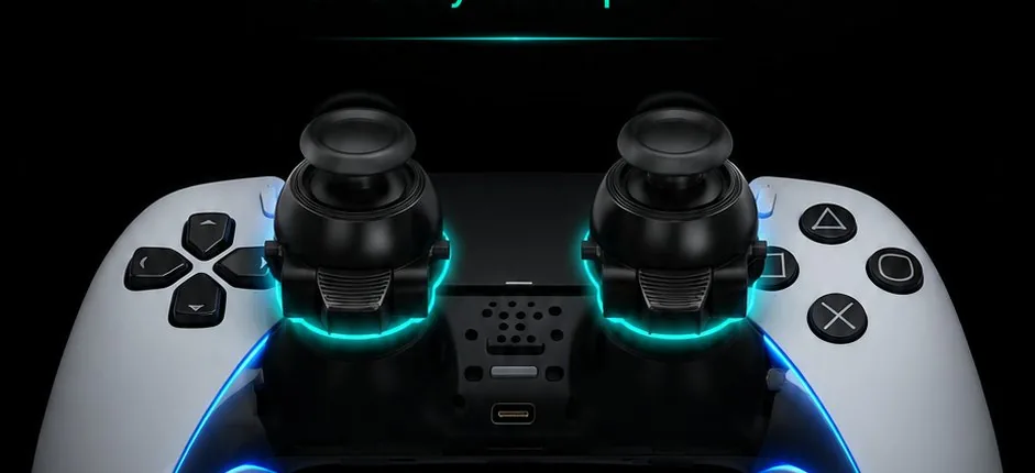 DualSense Edge fitted with Besavior Edge Sticks